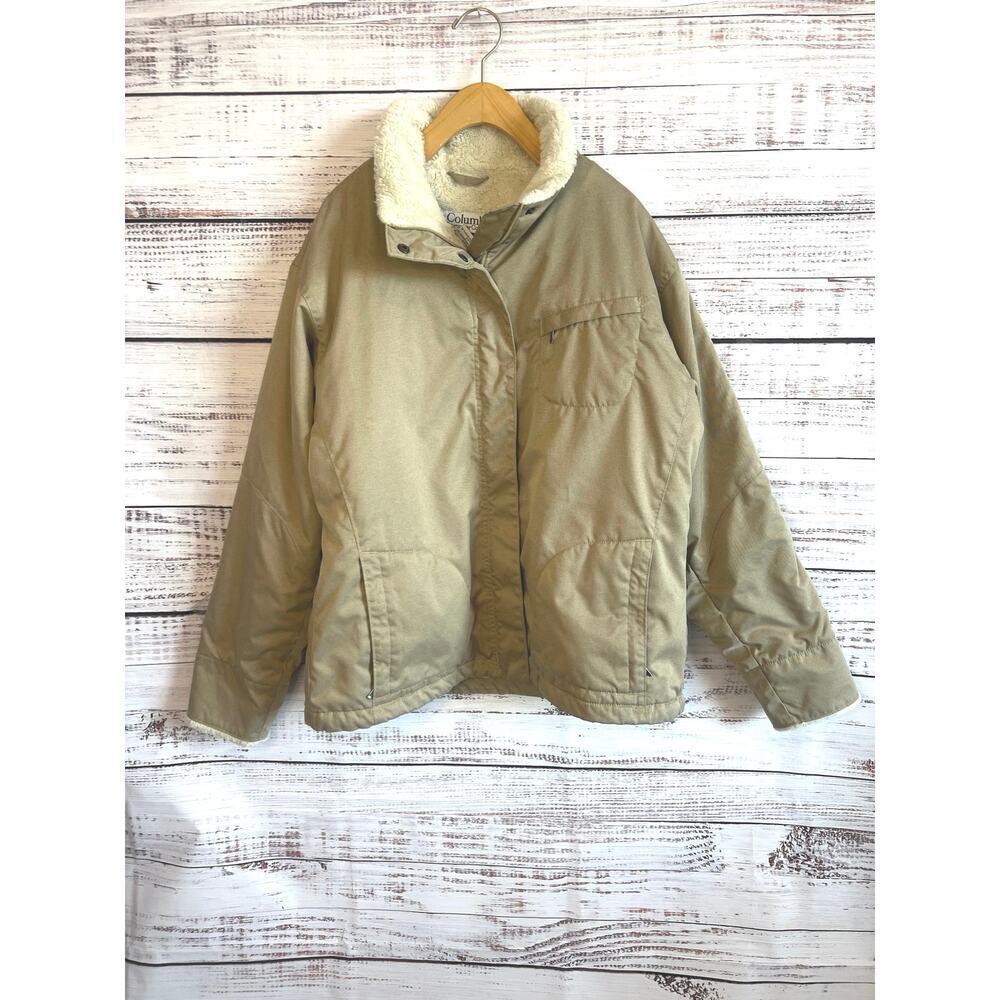 Columbia Women's
Faux-Fur-Trimmed Jacket Tan Khaki Ivory Size XL